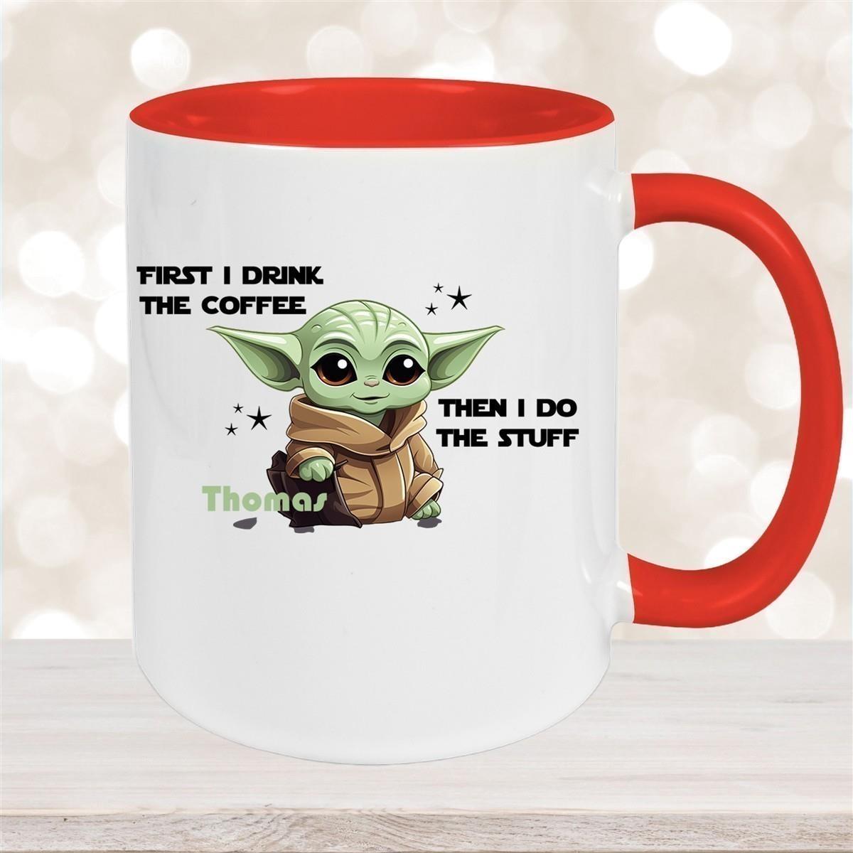 Tasse Wunschname Baby-Yoda 2 Keramik Kinderbecher personalisiert versch. Farben
