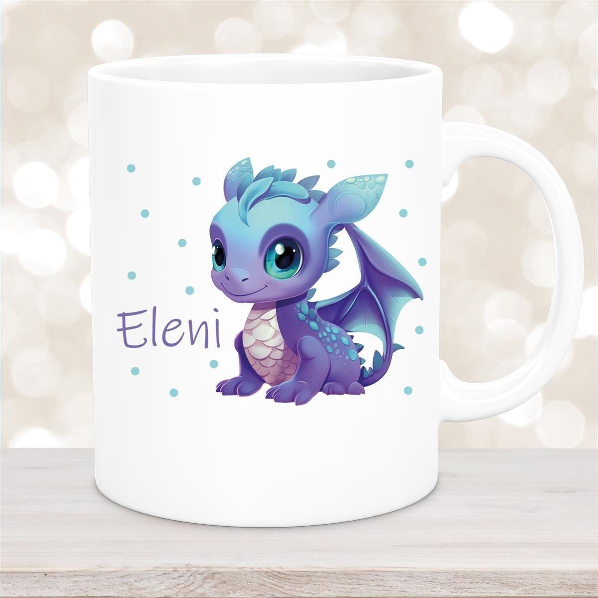 Tasse Wunschname Drache 1 Keramik Kinderbecher versch. Farben