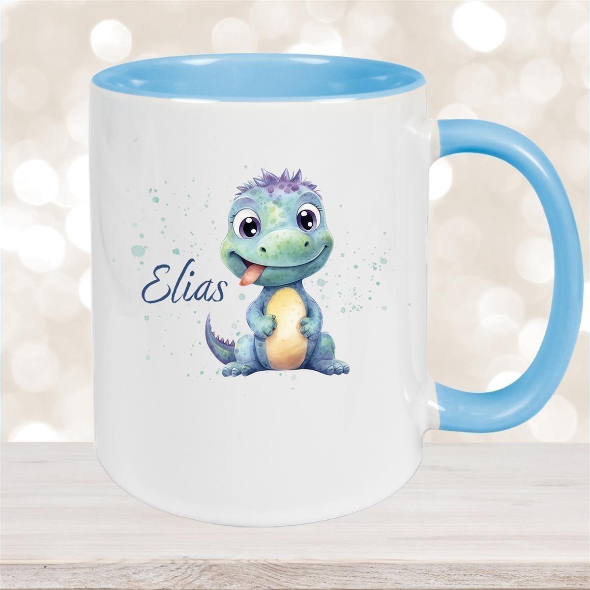 Tasse Dino 13 Wunschname Keramik Kinderbecher Personalisiert versch. Farben