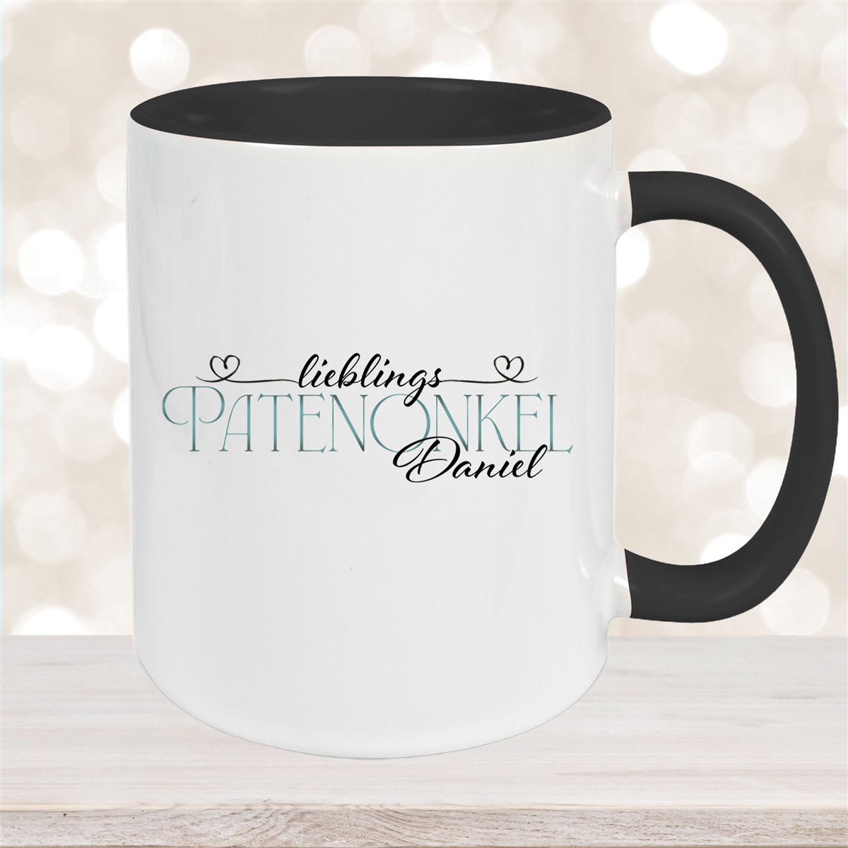 Tasse Wunschname Lieblings-Patenonkel #1 personalisiert Keramik Becher Schwarz