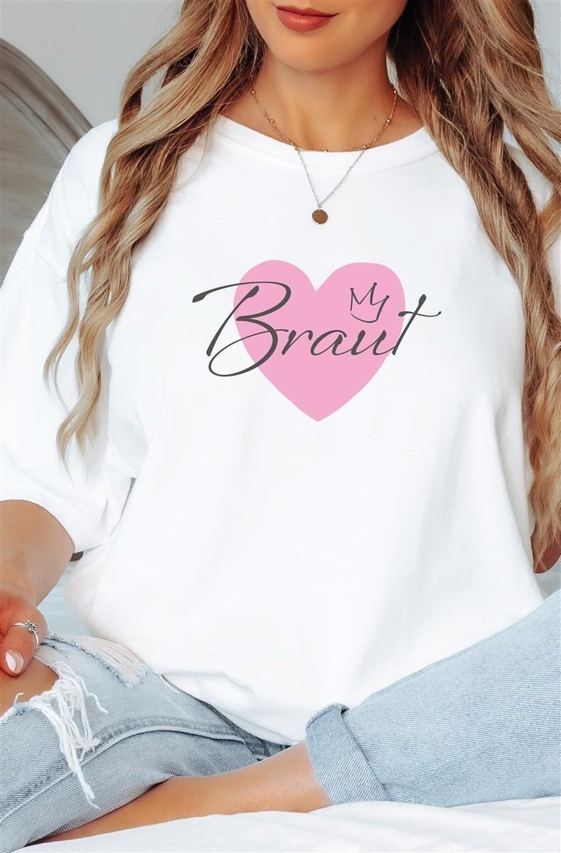 T-Shirt Braut & Team-Braut 04 Herz Damen-Shirt für den Junggesellinnenabschied