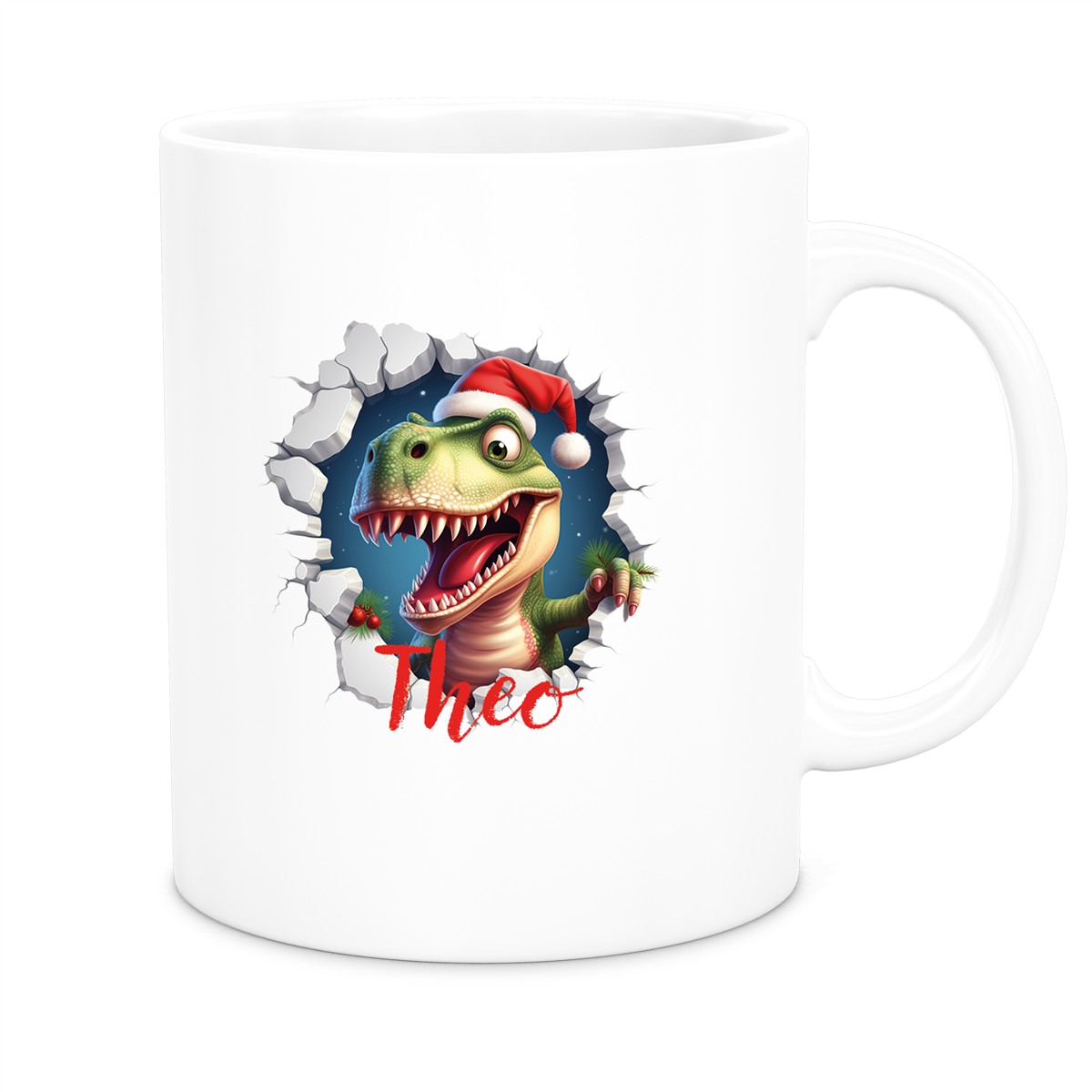 Tasse Wunschname Christmas Dino 1 Keramik Kinderbecher versch. Farben