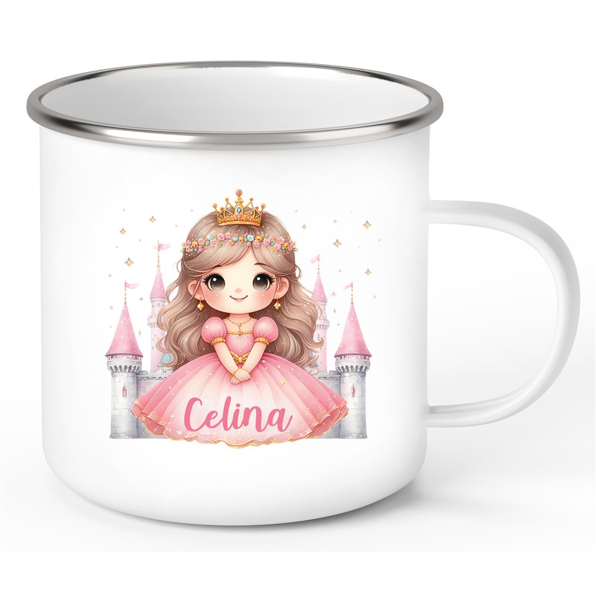 Tasse Kinder Prinzessin 3 Wunschname Emaille Kinderbecher personalisiert