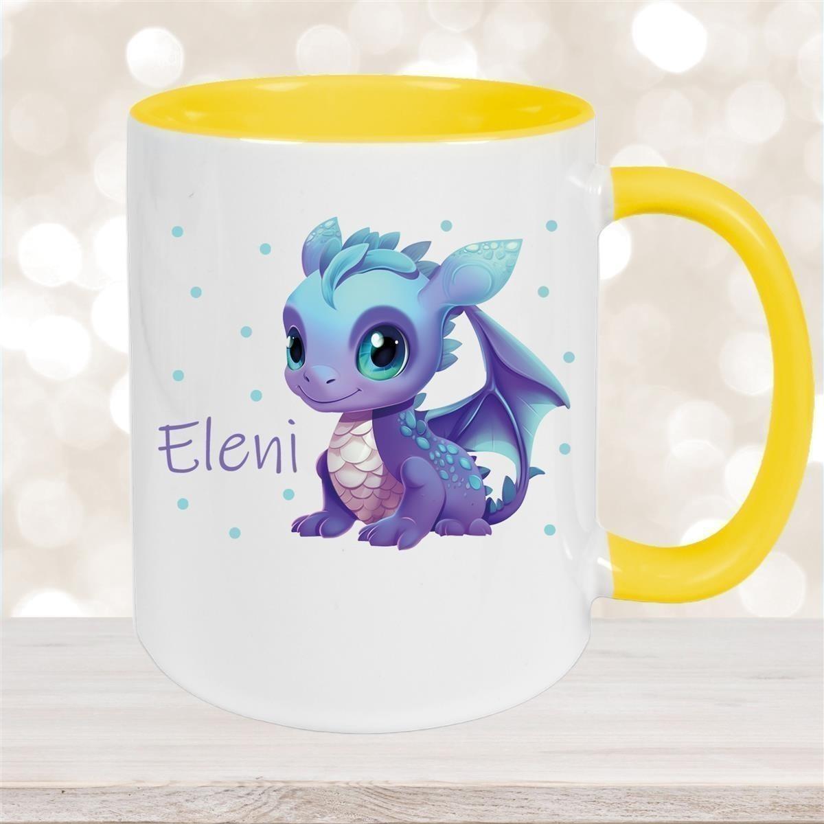 Tasse Wunschname Drache 1 Keramik Kinderbecher versch. Farben
