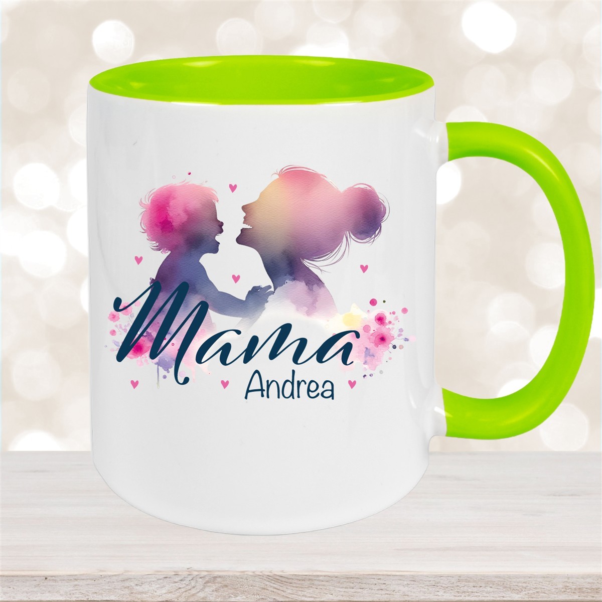 Tasse Muttertag #11 Wunschnamen Keramik Personalisiert Grün