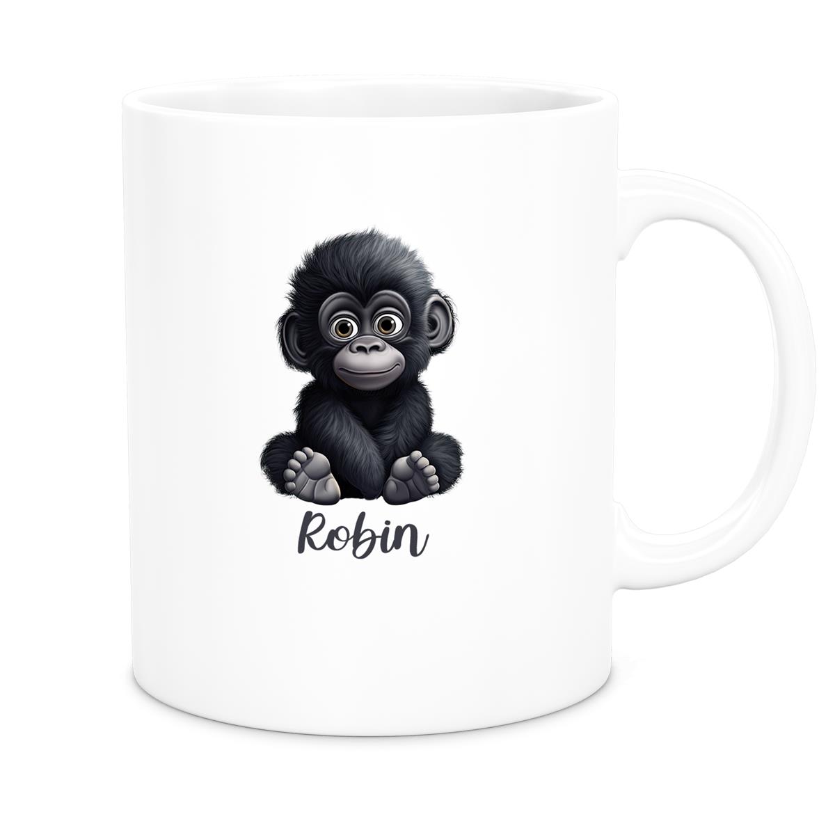 Tasse Wunschname Gorilla 1 Keramik Kinderbecher versch. Farben