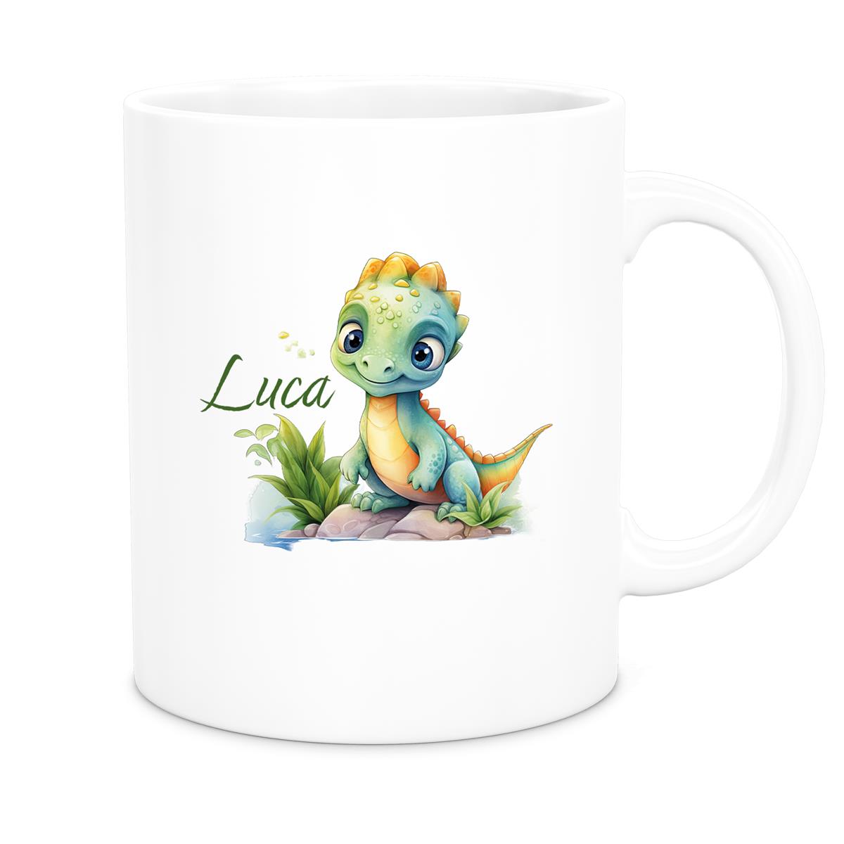Tasse Dino 11 Wunschname Keramik Kinderbecher Personalisiert versch. Farben