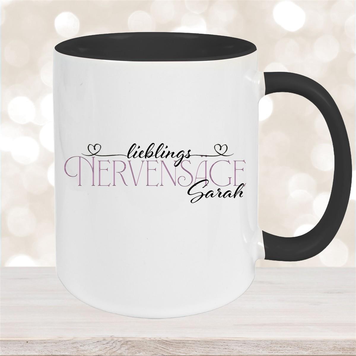 Tasse Wunschname Lieblings-Nervensäge 1 personalisiert Keramik Becher versch. Farben
