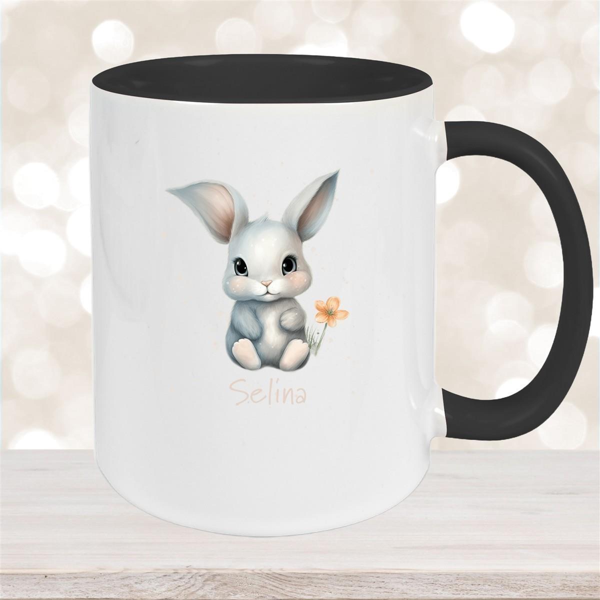 Tasse Ostern - Hase 2 Wunschnamen Keramik personalisiert versch. Farben