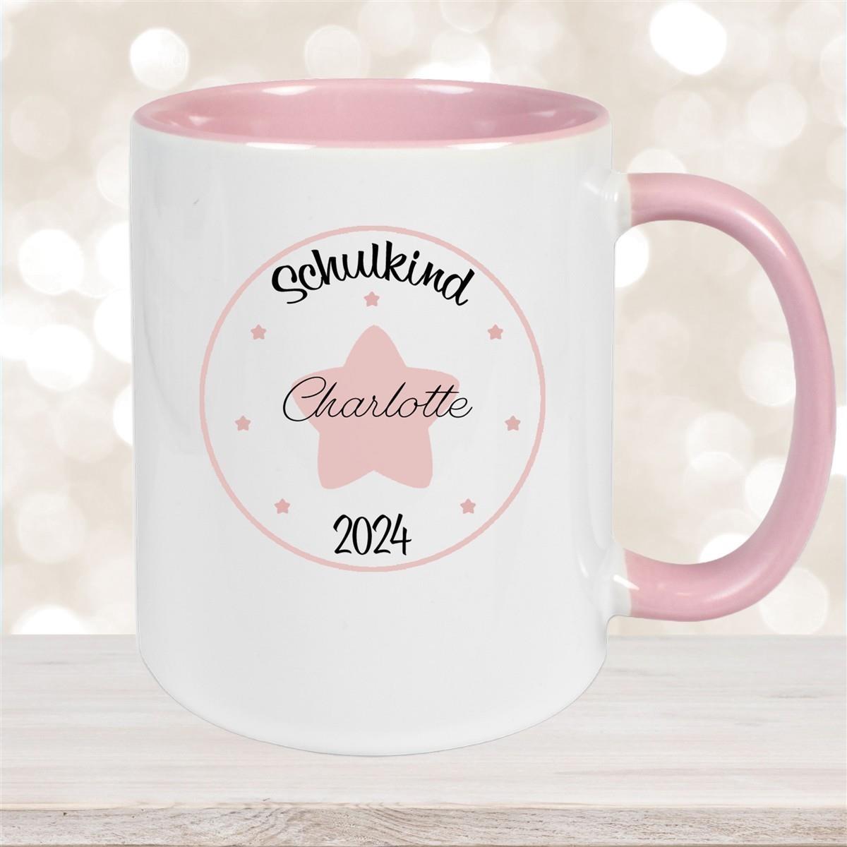 Tasse Schulkind 02 Wunschname Keramik Kinderbecher Personalisiert versch. Farben