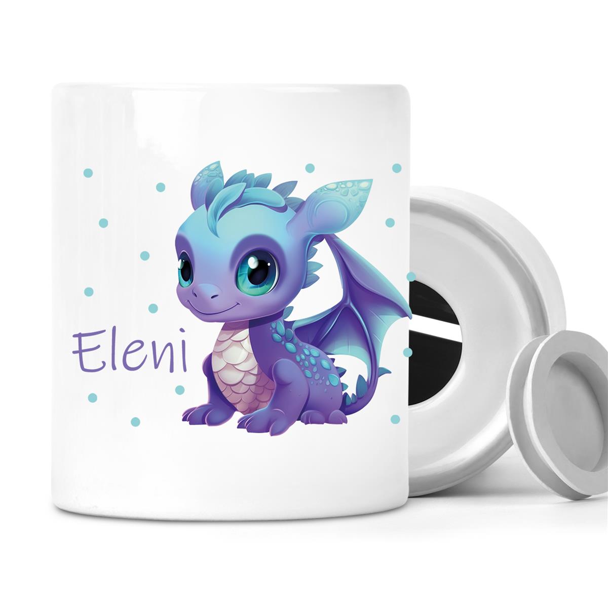Spardose mit  Wunschname Drache 1 personalisiert