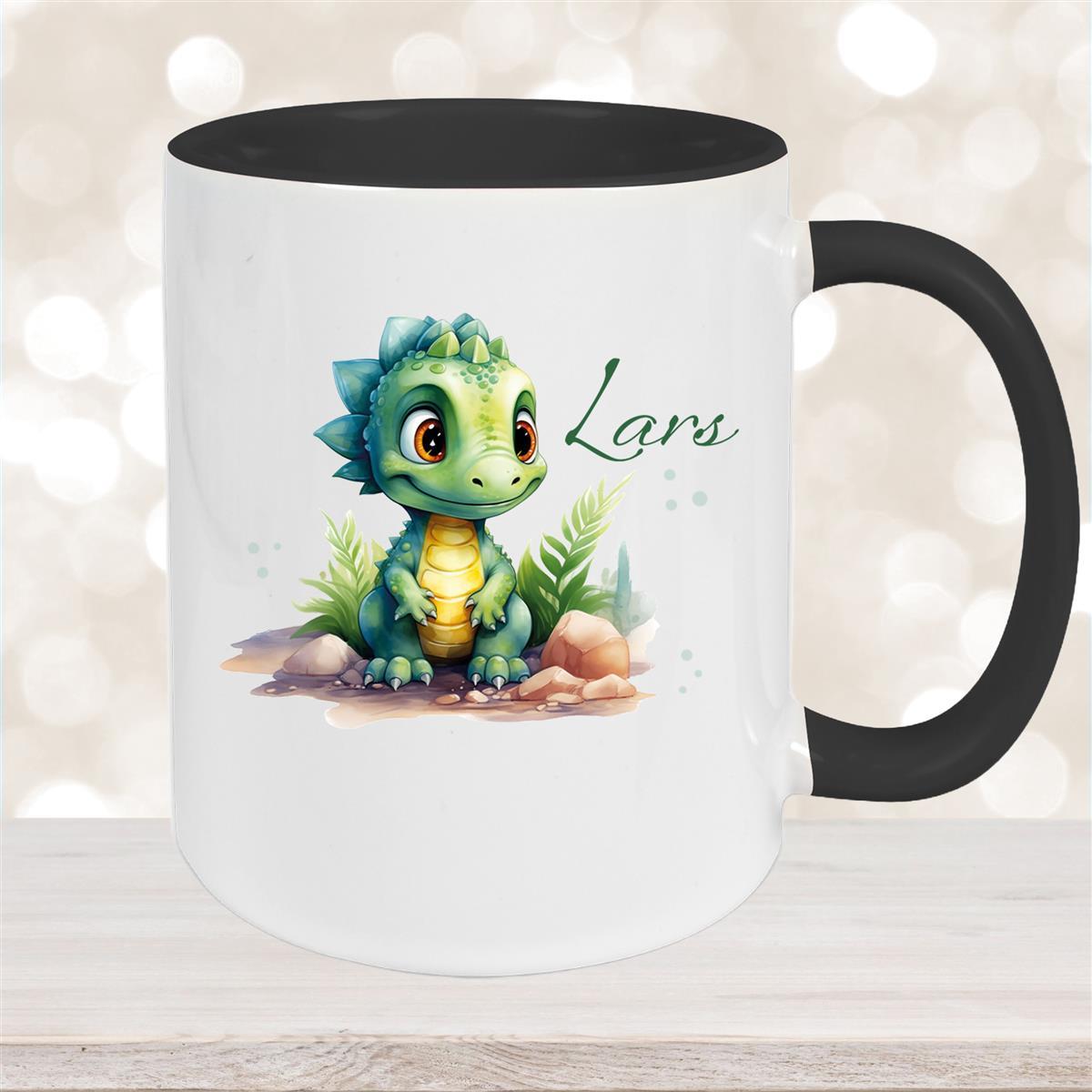 Tasse Dino #17 Wunschname Keramik Kinderbecher Personalisiert versch. Farben