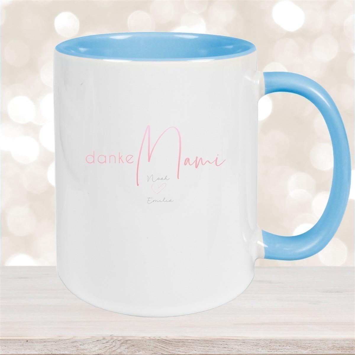 Tasse Muttertag 5 Wunschnamen Keramik Personalisiert versch. Farben