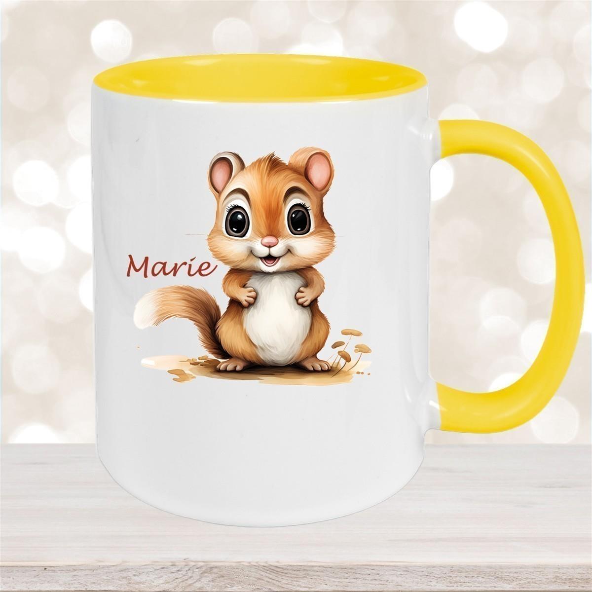 Tasse Wunschname Chipmunk 2 Keramik Kinderbecher personalisiert versch. Farben