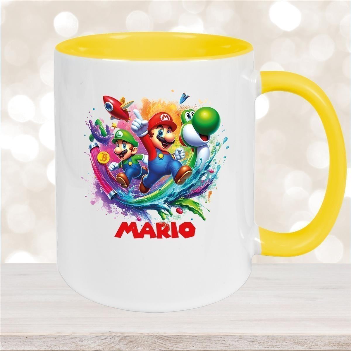 Tasse Wunschname Super-Mario 2 Keramik Kinderbecher personalisiert versch. Farben