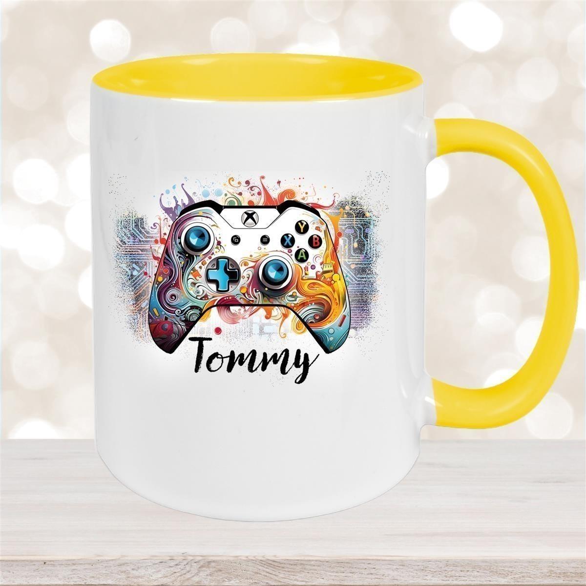 Tasse Gamer 2 Wunschname Keramik Kinderbecher personalisiert versch. Farben