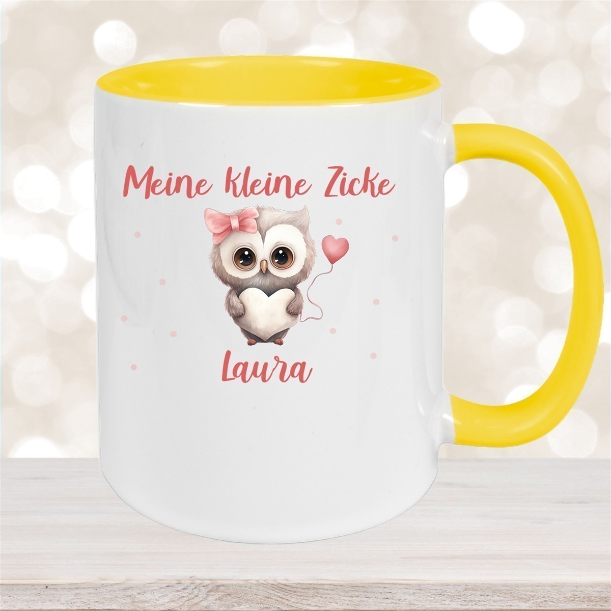 Tasse Liebe - Eule Valentinstag Wunschnamen Keramik personalisiert versch. Farben