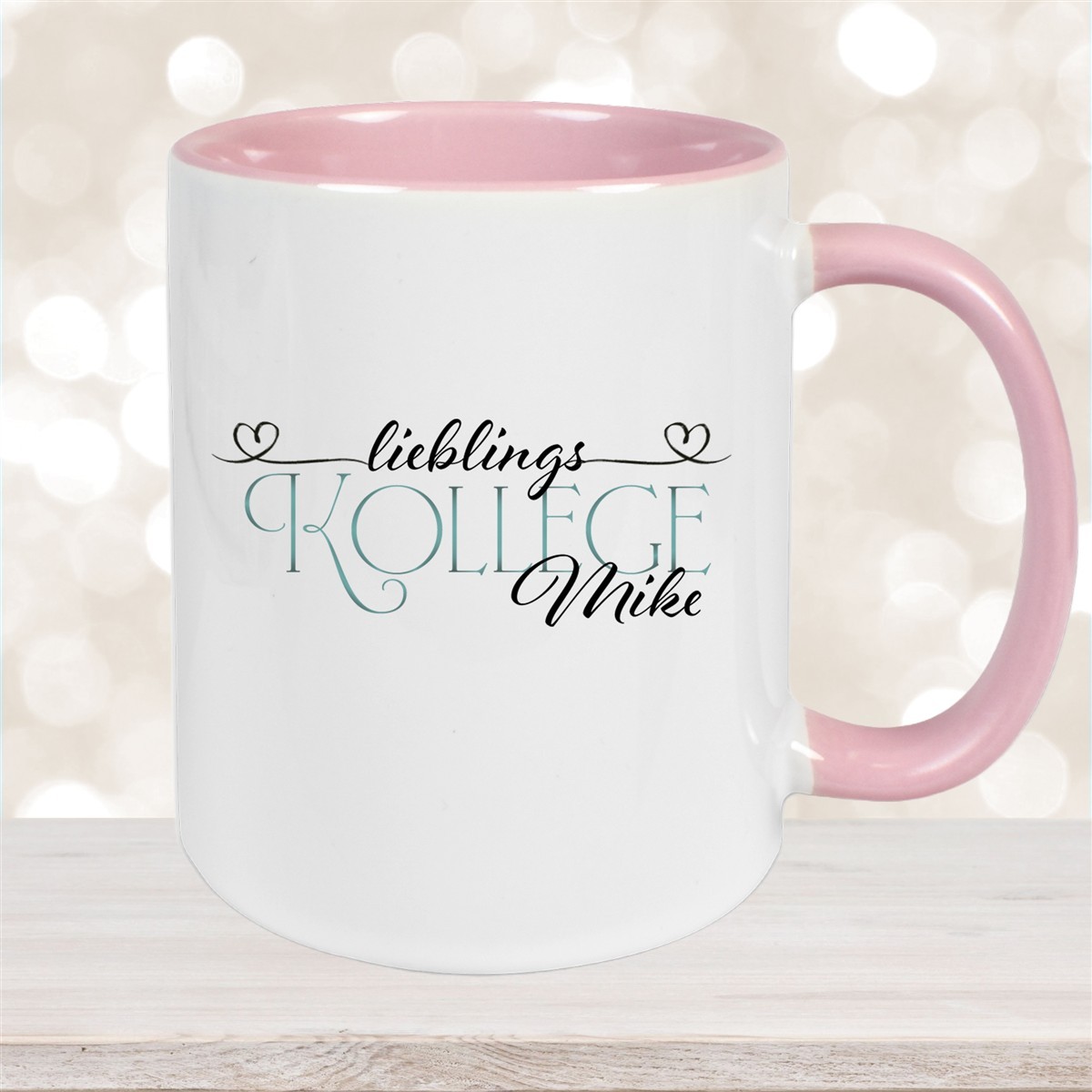 Tasse Wunschname Lieblings-Kollege #1 personalisiert Keramik Becher Altrosa