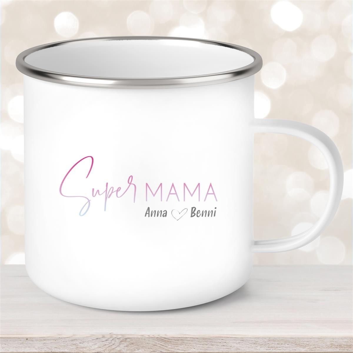 Tasse Muttertag #4 Wunschnamen Emaille Personalisiert