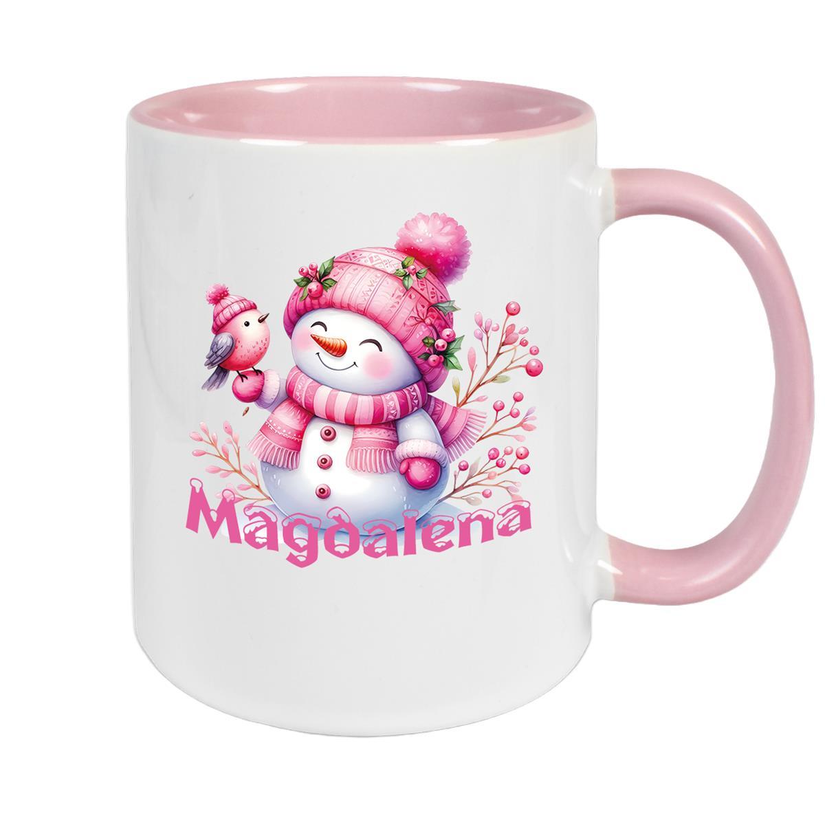 Tasse Wunschname Weihnachten Schneemann 1 Keramik Kinderbecher versch. Farben