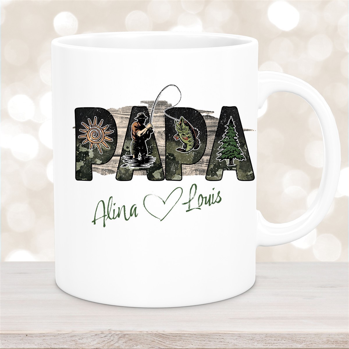 Tasse Vatertag #6 "Angler" Wunschnamen Keramik Personalisiert Weiß Tasse Vatertag #6 "Angler" Wunschnamen Keramik Personalisiert versch. Farben