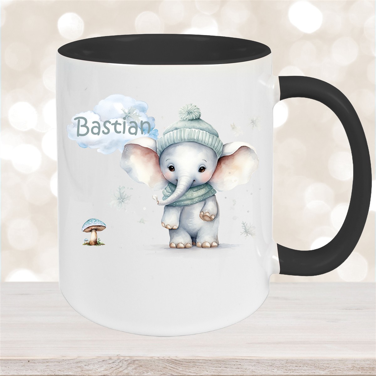 Tasse Wunschname Weihnachten Elefant #1 Keramik Kinderbecher versch. Farben