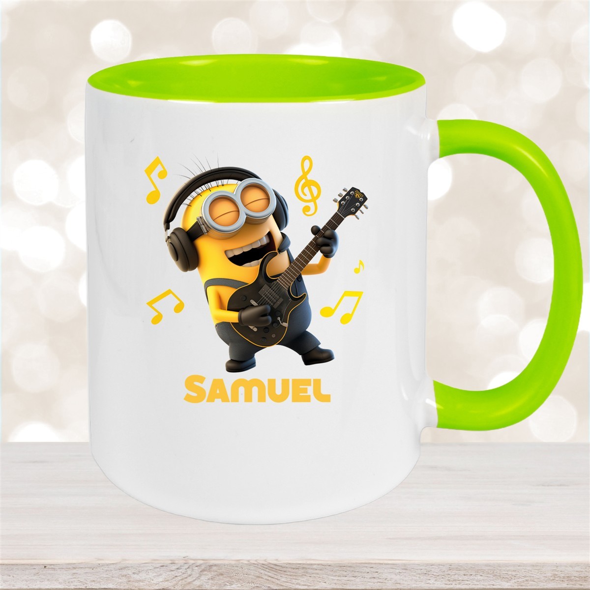 Tasse Minions Kinder Minion #6 Rockstar Wunschname Keramik Kinderbecher personalisiert versch. Farben Grün