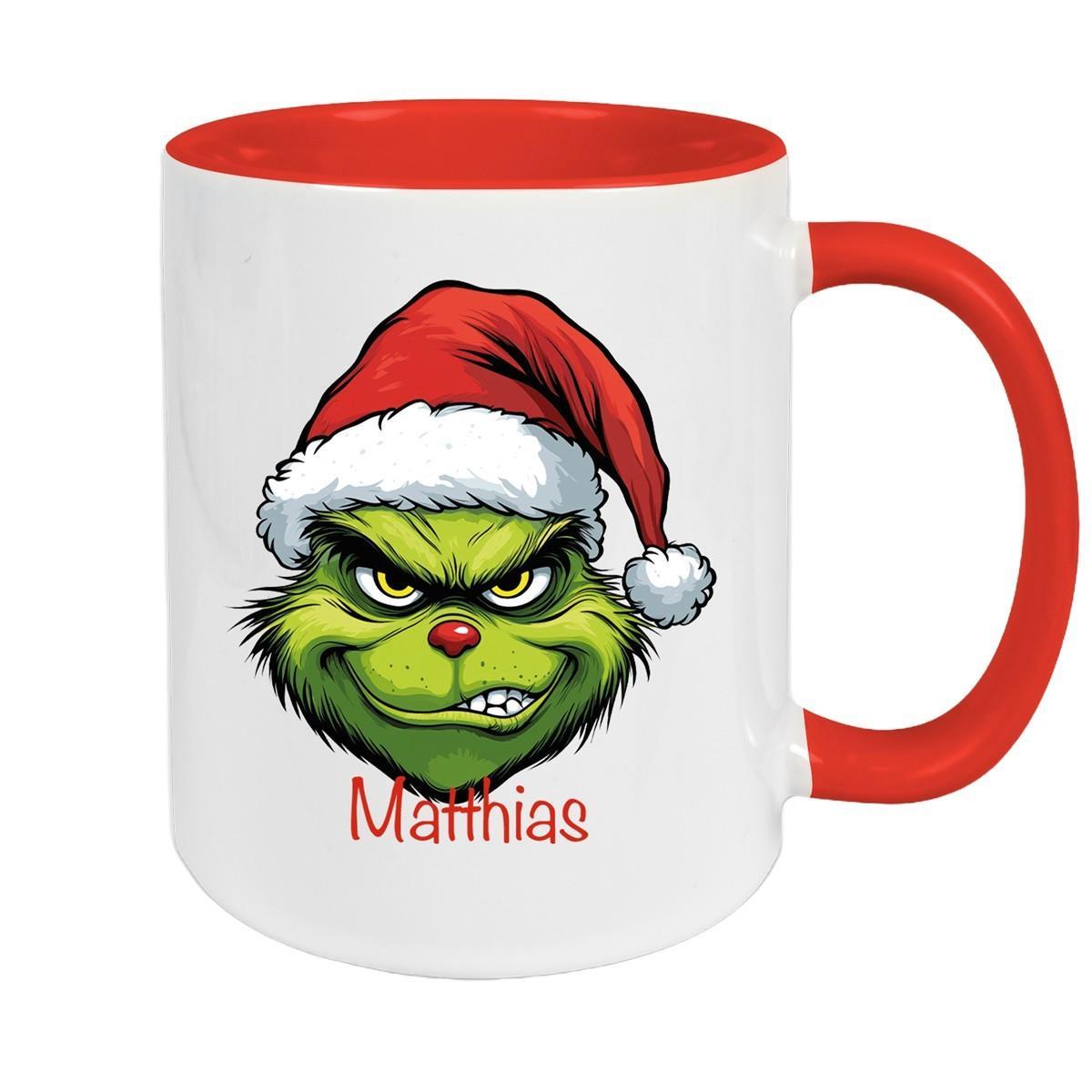 Tasse Wunschname Weihnachten Grinch 9 Keramik Kinderbecher versch. Farben