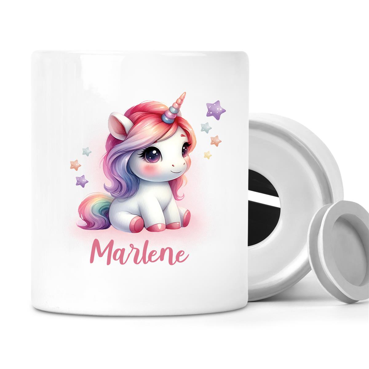 Spardose mit Wunschname Einhorn #10 personalisiert