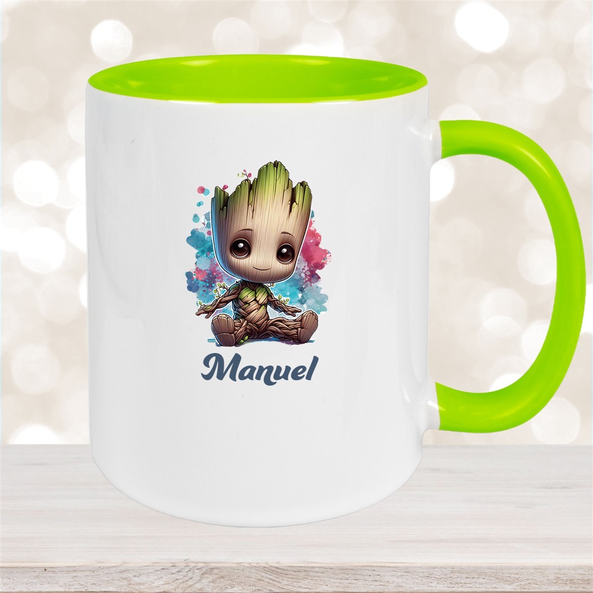 Tasse Baby-Groot #1 Wunschname Keramik Kinderbecher personalisiert Grün
