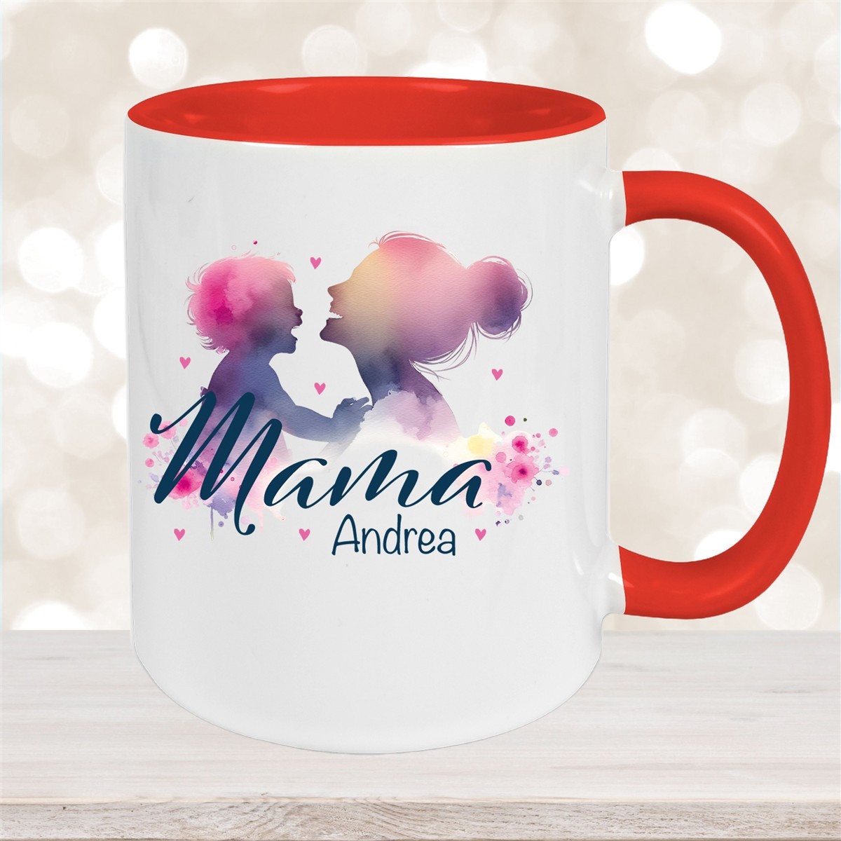 Tasse Muttertag #11 Wunschnamen Keramik Personalisiert Rot