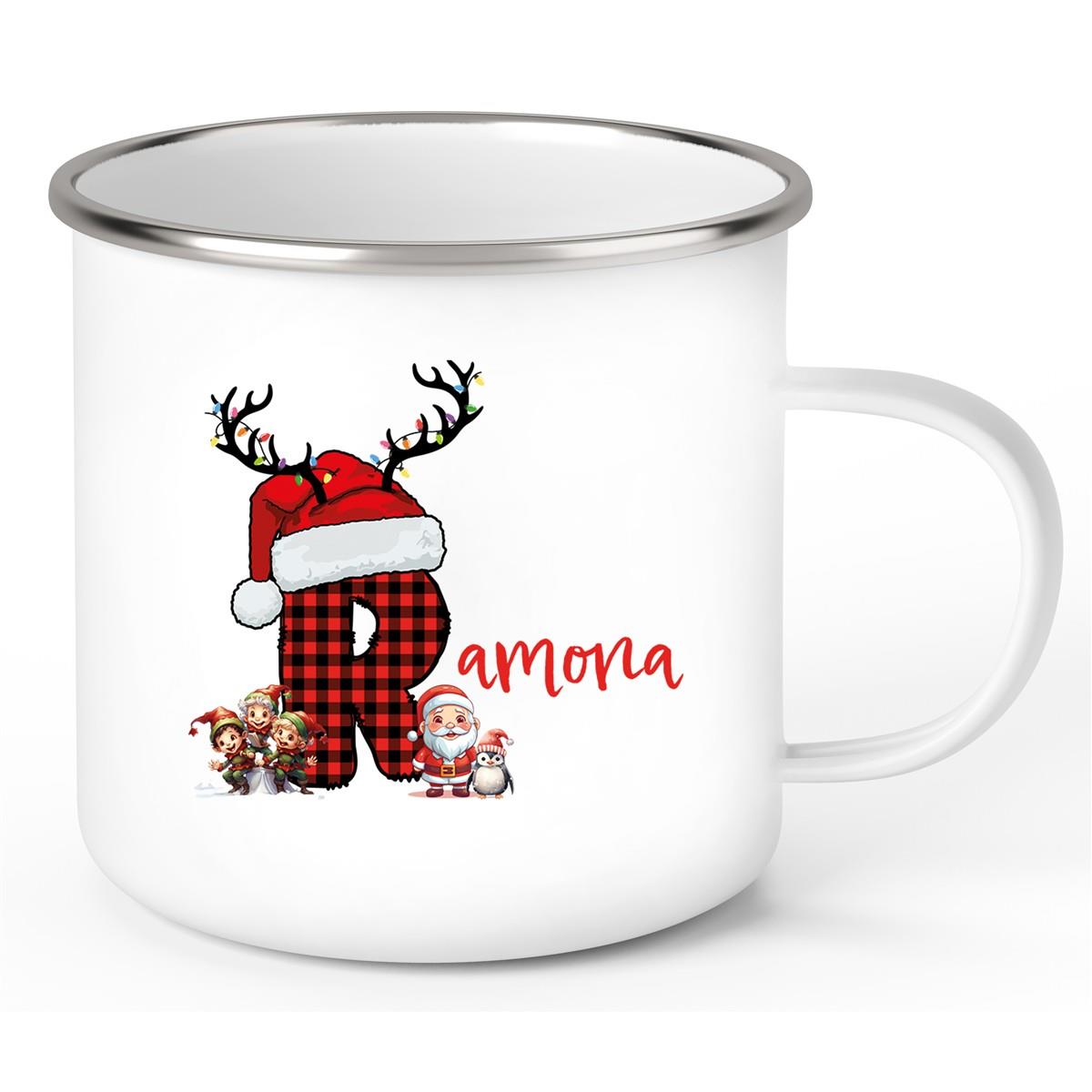 Tasse Wunschname Christmas Buchstabe Emaille Kinderbecher