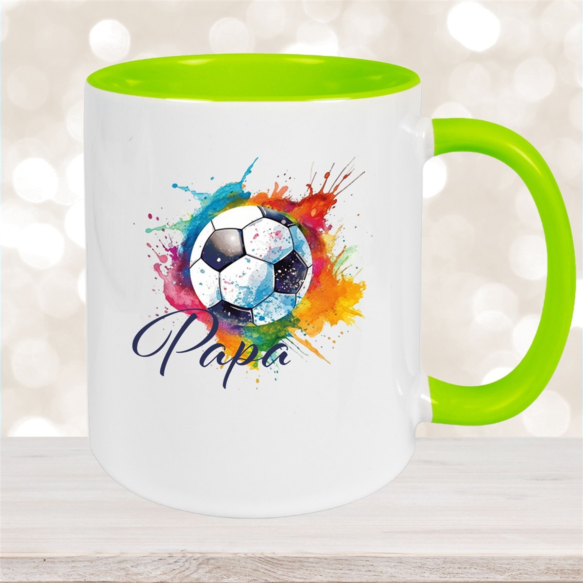Tasse Wunschname Fußball #20 Personalisiert Keramik Kinderbecher Grün