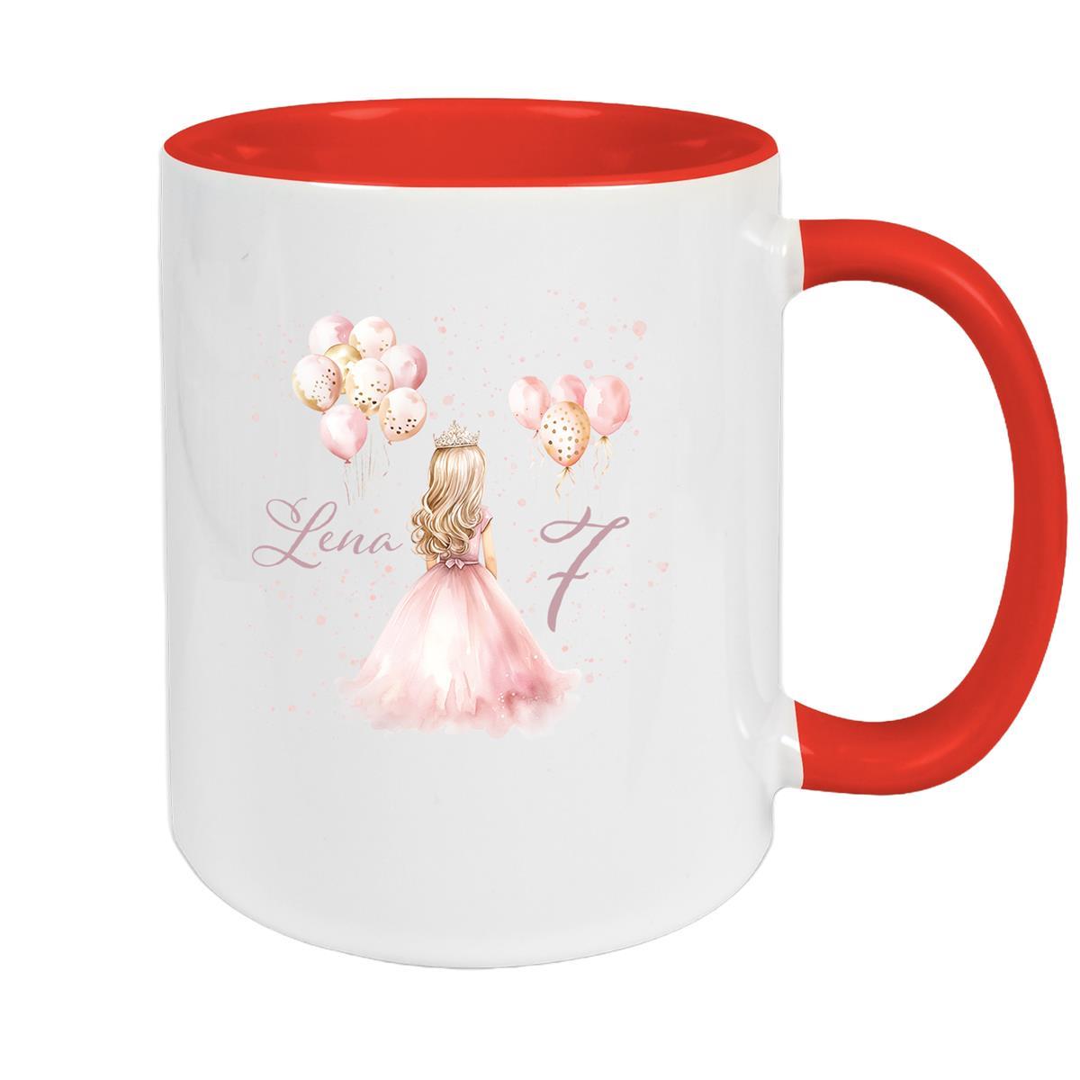 Tasse Geburtstag Prinzessin 2 Wunschname Keramik Kinderbecher Personalisiert versch. Farben