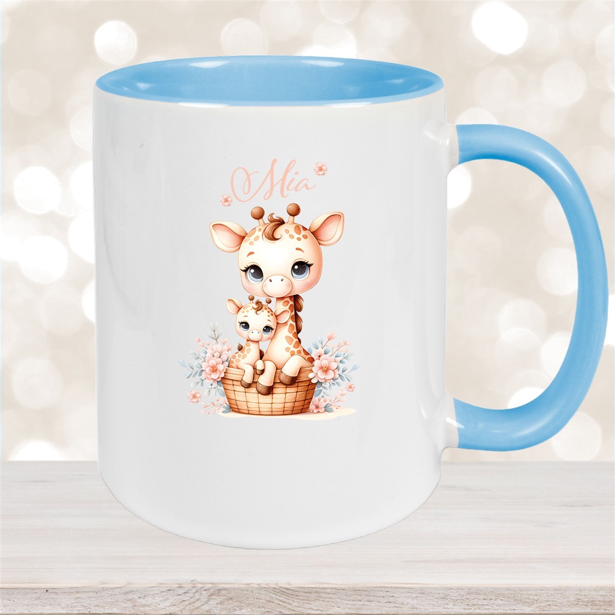 Tasse Wunschname Giraffe #2 Kinderbecher Keramik versch. Farben