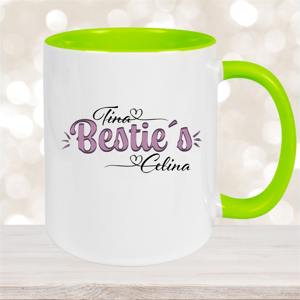 Tasse Wunschname Lieblings-Bestie #1 personalisiert Keramik Becher Grün