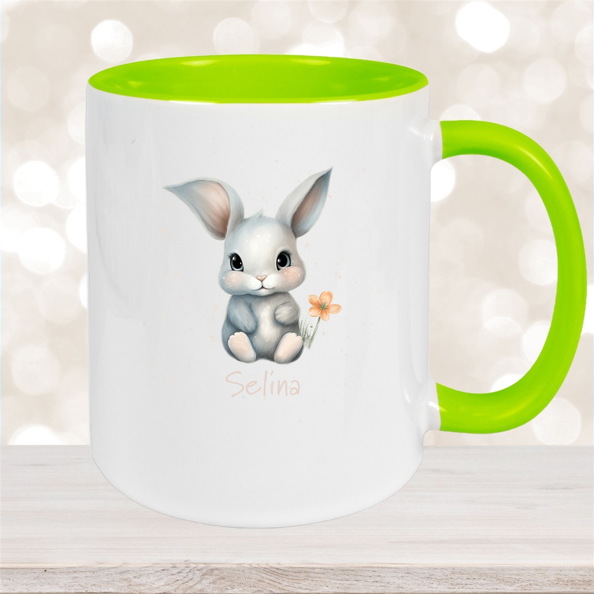 Tasse Ostern - Hase #2 Wunschnamen Keramik personalisiert Grün