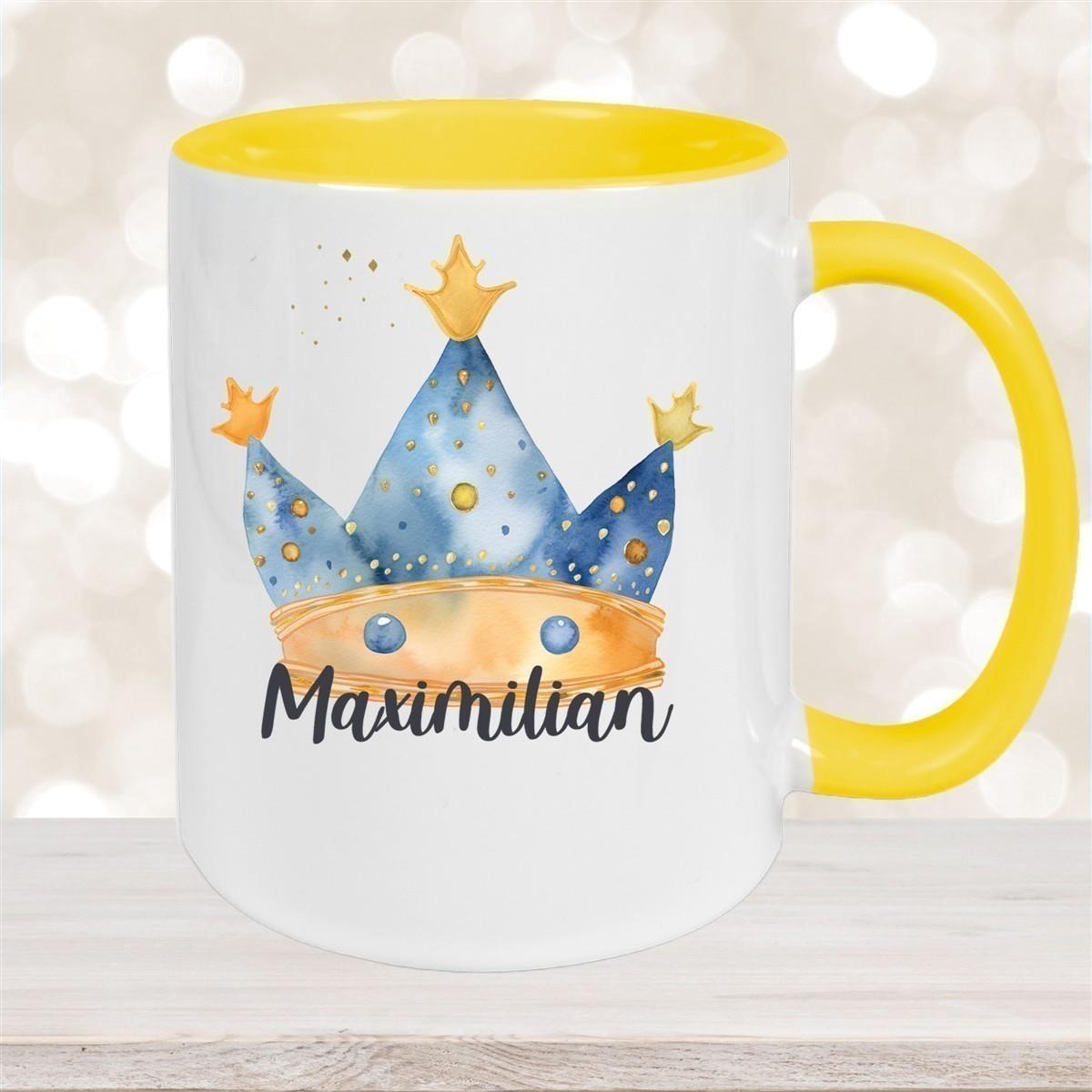 Tasse Prinz Krone 1 Wunschname Keramik Kinderbecher personalisiert versch. Farben
