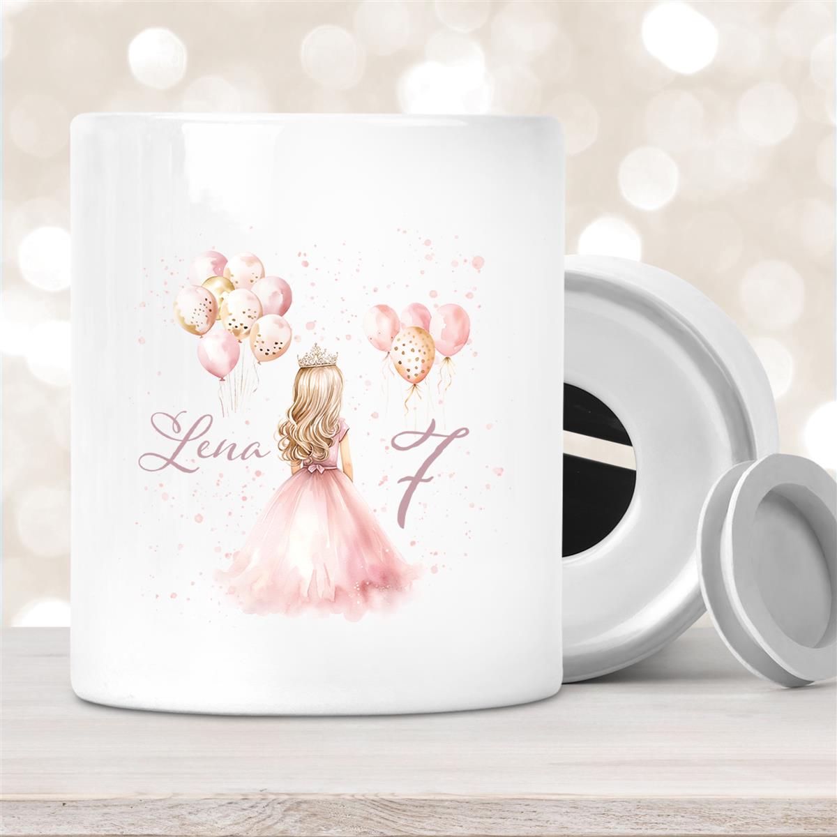 Spardose mit Wunschname Prinzessin #5 personalisiert