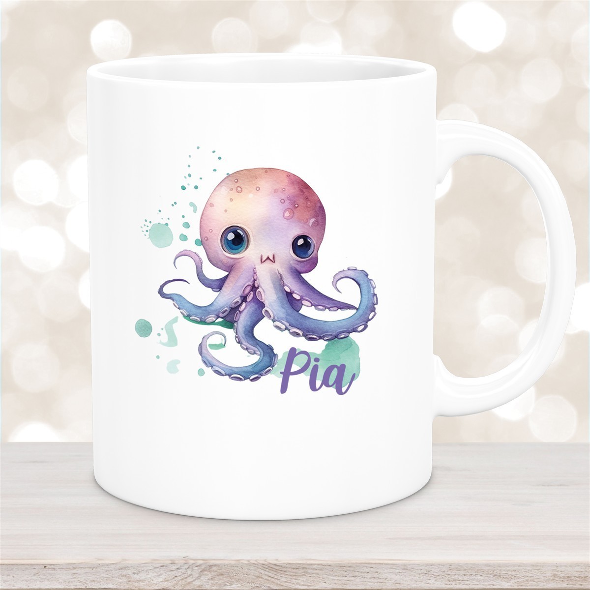 Tasse Wunschname Meerestiere-Oktopus #1 Keramik Kinderbecher versch. Farben