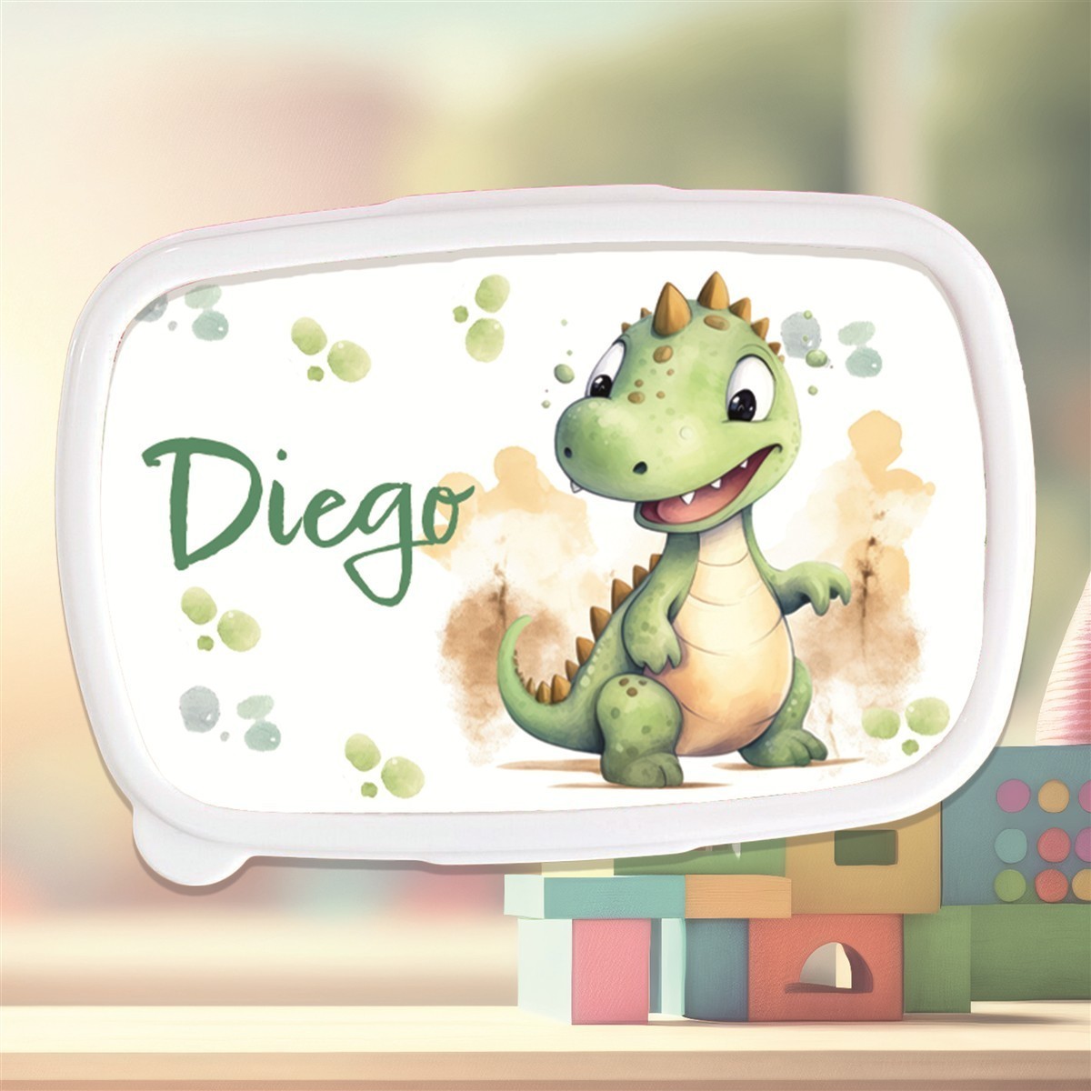 Brotdose mit Namen Dino #01 – Personalisierte Lunchbox für Schule & Kindergarten Pink