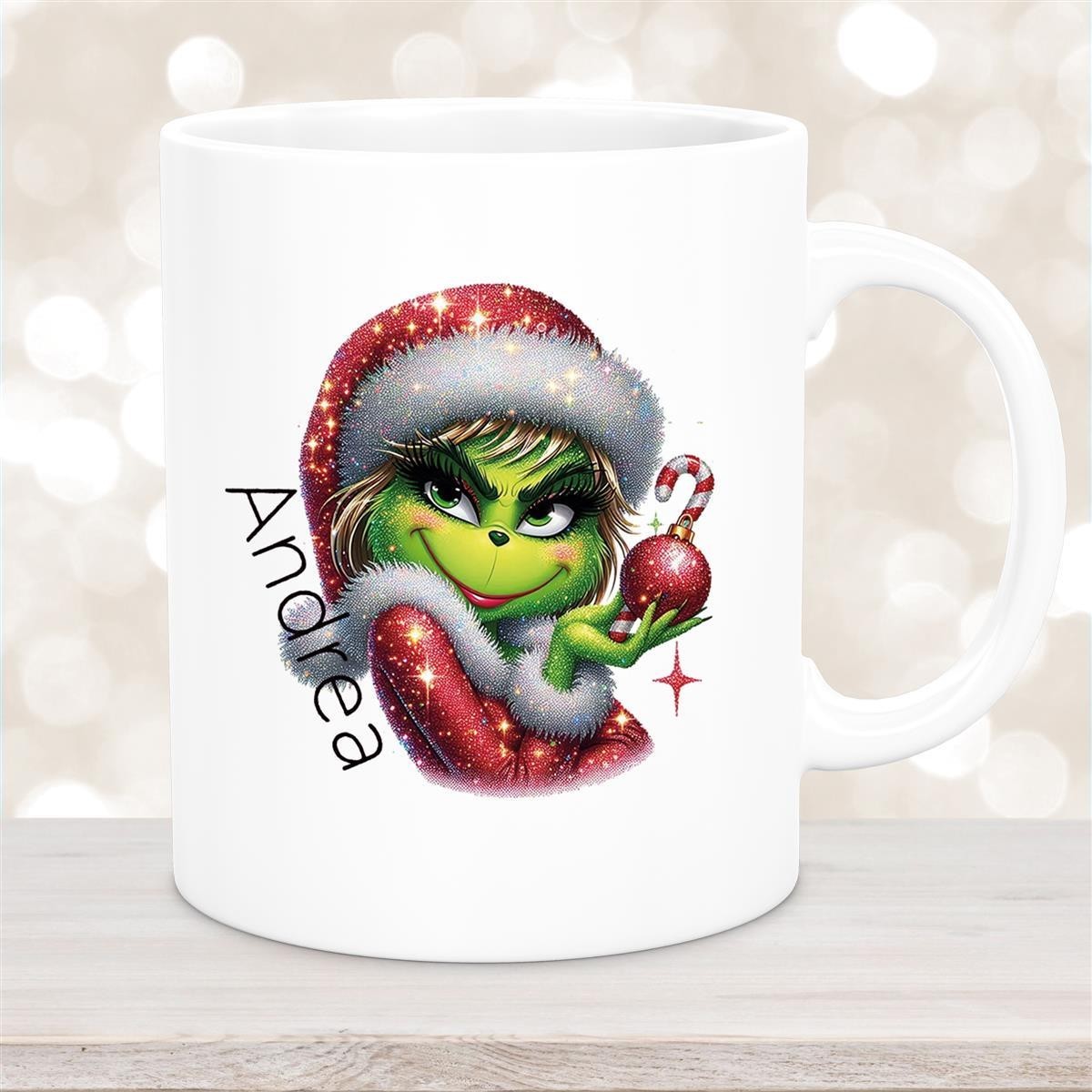 Tasse Wunschname Weihnachten Lady-Grinch #3 Keramik Kinderbecher Weiß Tasse Wunschname Weihnachten Lady-Grinch #3 Keramik Kinderbecher versch. Farben