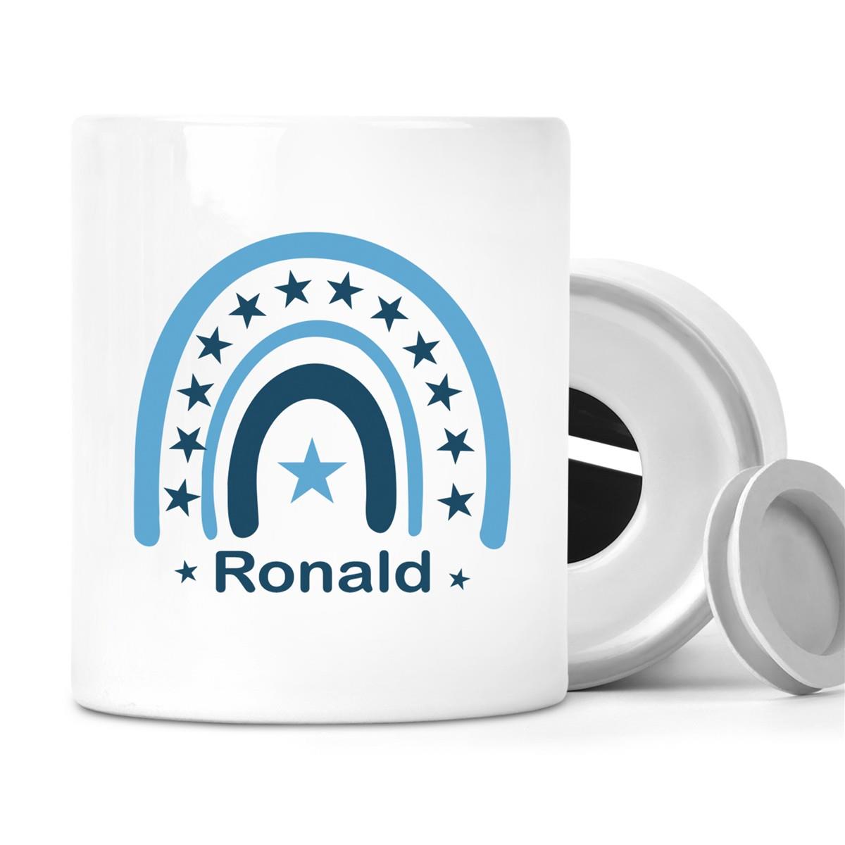 Spardose mit Wunschname Regenbogen 3 personalisiert