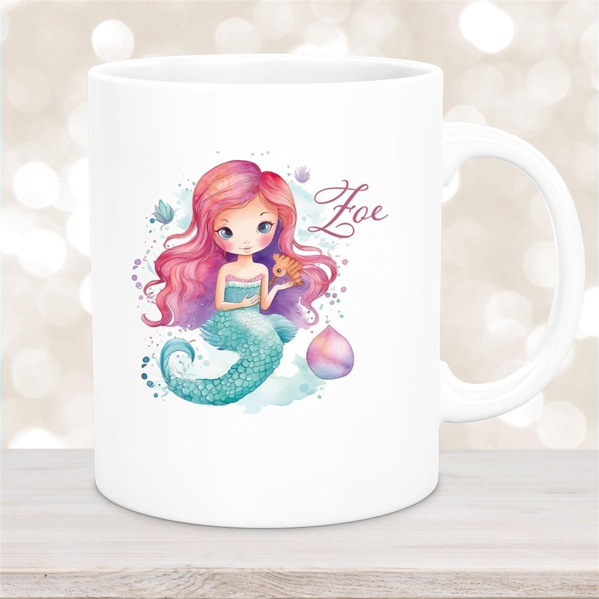 Tasse Wunschname Meerjungfrau 1 Keramik Kinderbecher versch. Farben