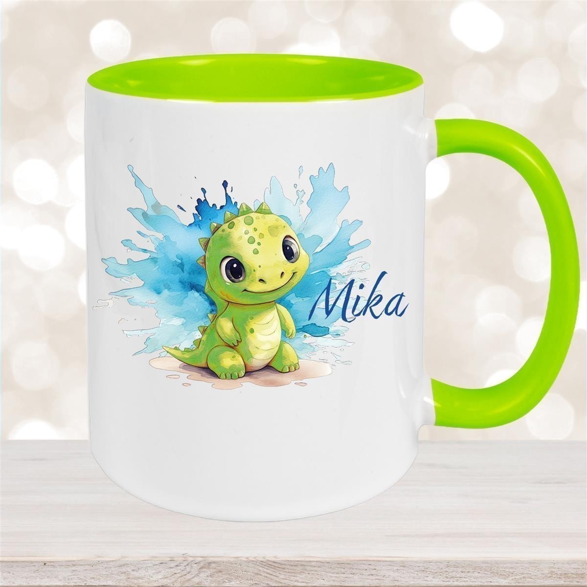 Tasse Dino #12 Wunschname Keramik Kinderbecher Personalisiert versch. Farben