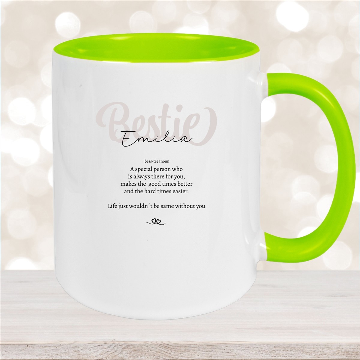 Tasse Wunschname Lieblings-Bestie #2 personalisiert Keramik Becher Grün