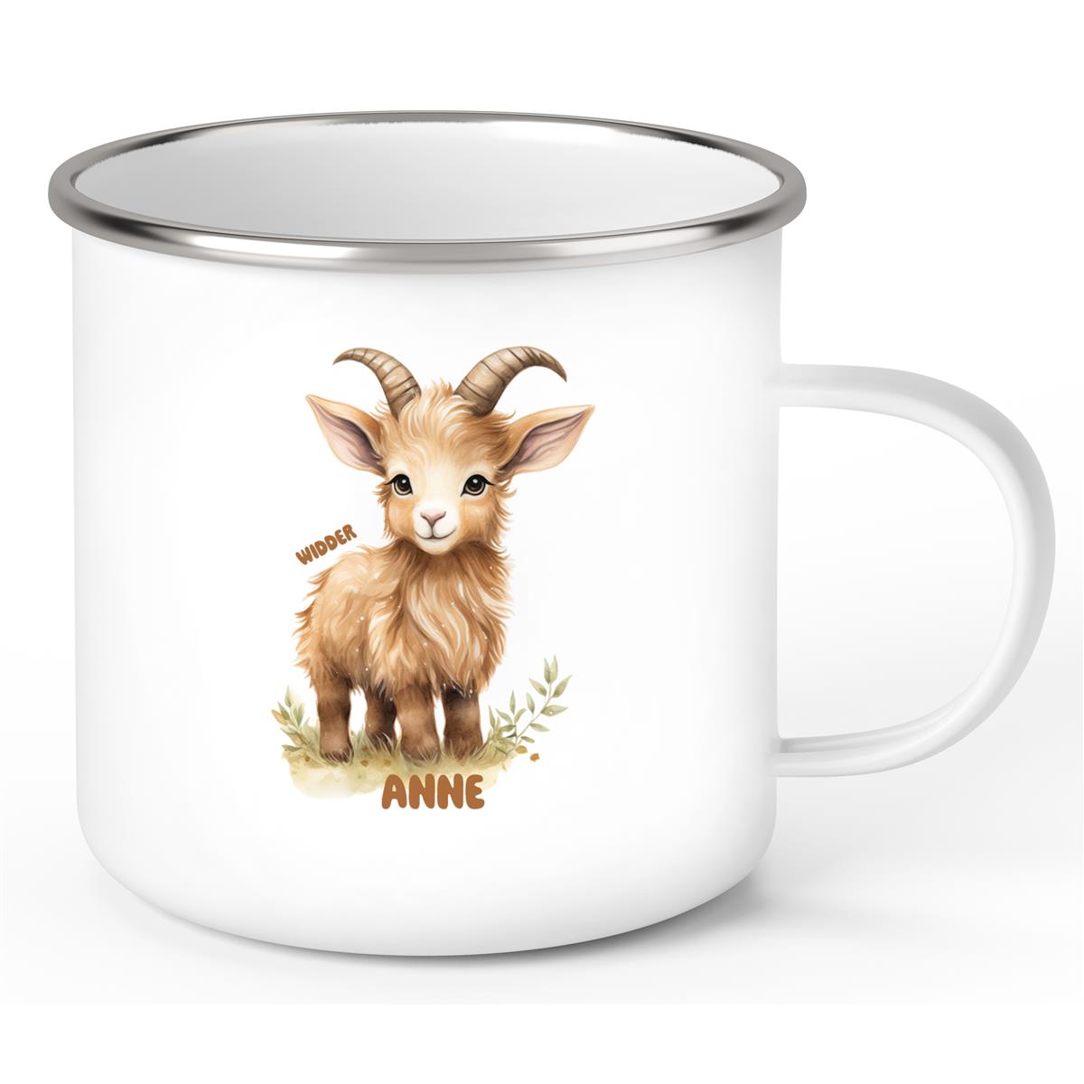 Tasse Sternzeichen Kinder Widder #1 Wunschname Emaille Kinderbecher personalisiert