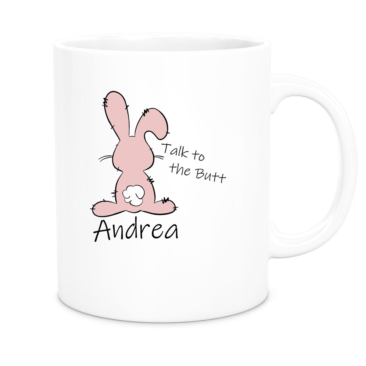 Tasse Ostern - Hase Talk to the Butt Wunschnamen Keramik personalisiert versch. Farben