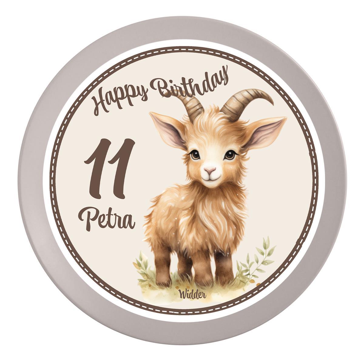 Tortenaufleger Geburtstag Sternzeichen Widder 1 Name & Zahl (20cm) Fondant Papier