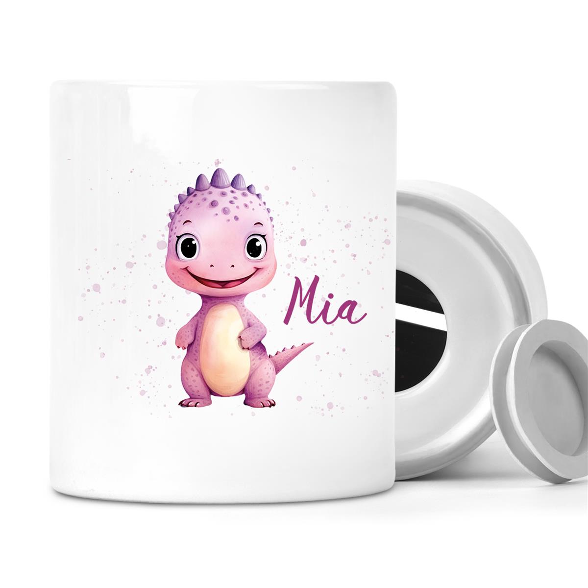 Spardose mit Wunschname Dino 20 personalisiert